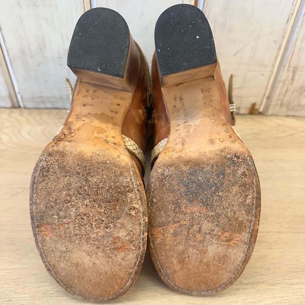 Freebird Balboa Brown Leather Ankle Boots with Cream Straps - Picture 8 of 9